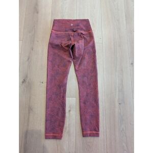 Lululemon Wunder Train High Rise Crop In Crackle Glaze Vintage Orange Larkspur 4